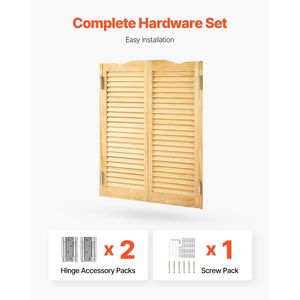 Puertas Francesas Interiores de Madera de Pino Premium con Parte Superior Arqueada de 32'' de Ancho x 42'' de Alto, con Kit de Herrajes para Bisagras, Diseño de Puerta Abatible Estilo Café 2022 - Product Image 6