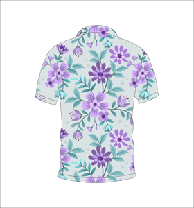 Camiseta Polo Personalizada con Estampado Floral Blanco y Morado, Manga Corta, Transpirable, Informal, Uniforme de Golf para Hombre - Product Image 5