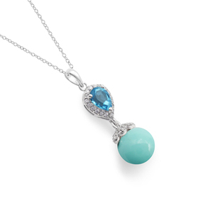 สร้อยคอเงินแท้ 925 ประดับพลอยบลูโทแพซและเทอร์ควอยซ์ทรงเหลี่ยมธรรมชาติ ขายดีที่สุดประจำปี 2026 เหมาะสำหรับเป็นของขวัญ - Product Image 6