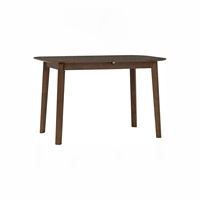 Table à manger extensible rectangulaire en noyer de qualité supérieure, plateau en placage MDF, base en chêne malaisien massif, 4 places, style moderne du milieu du siècle, KD, pour la maison et l'hôtel