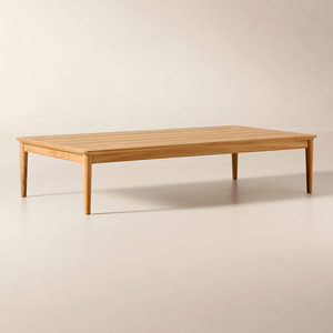 Mesa de Centro Rectangular de Teca Sólida de Estilo Escandinavo, Diseño Minimalista con Tablero de Listones para Sala de Estar, Muebles Ecológicos - Product Image 5
