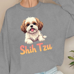 Sudaderas informales para mujer con ilustración de perro Shih Tzu estampado en punto - Product Image 3