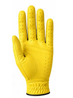 Gants de golf professionnels de couleur jaune pour gaucher, antidérapants, avec logo personnalisé, en cuir Cabretta, pour hommes et femmes