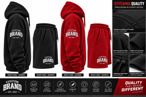 Custom Letter Embroidered <b>Men</b> Hoodie and <b>Shorts</b> Set <b>Black</b> Pullover Sweatshirt Jogger Outfit Casual Wear <b>Men</b> Hoodie & <b>Short</b> Set - Product Image 5
