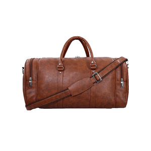 Sac de voyage en cuir véritable, sac fourre-tout tendance, sangle réglable, grande capacité 20-35L, fermeture à glissière, multifonctionnel, unisexe - Product Image 3