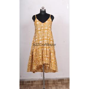 Robe moulante mi-longue sans manches en coton pur tricoté, motif floral, avec volants, pour femme, décontractée et écologique - Product Image 1