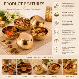 Bol de service et de table en laiton poli de luxe traditionnel pour soupe, riz, curry, dessert, cuisine à domicile, cadeau - Product Image 5