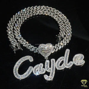 Hip Hop Custom Name Pendant Necklace Moissanite Diamond Bling Chain Luxury Streetwear Jewelry Gift - Product Image 3