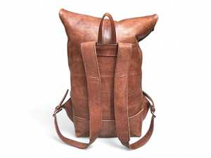 New Design 2026 Leather <b>Roll</b> Top <b>Backpack</b> Modern Style Rucksack For New Season Wholesale Travel Bag LRTB-0169 - Product Image 2