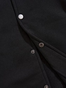 Men's Black Yellow Color Block Varsity <b>Jacket</b> <b>Fleece</b> <b>Lined</b> Regular Fit Casual Single Button Winter Custom Front Logo - Product Image 3