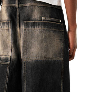 Vaqueros Baggy Rectos Personalizados de Estilo Urbano para Hombre, Vaqueros de Mezclilla de Algodón Oscuro Desgastado, Pantalones Vaqueros Vintage de Moda para Hombre - Product Image 4