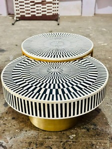 Table basse en os incrusté faite à la main, écologique, design moderne, meuble durable, décoration multifonctionnelle pour la décoration du salon - Product Image 3