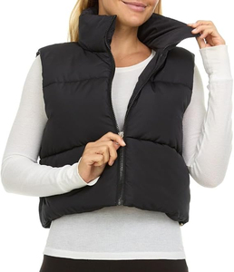 Chaleco Corto Acolchado para Mujer - Chaleco sin Mangas para Mujer con Forro Polar Grueso, Cierre de Cremallera y Botones, Transpirable - Product Image 1
