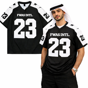 Camiseta de Fútbol Americano para Hombre al por Mayor, Personalizada, de Malla de Poliéster Transpirable, con Número Impreso, Estilo Urbano, Cuello en V, OEM, B2B, EE. UU. - Product Image 1