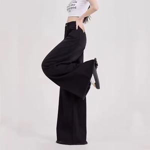 High Waist Flare <b>Denim</b> Jeans Women Full Length Solid Color Button Front Casual Style Waterproof Cotton <b>Material</b> Winter Season - Product Image 6