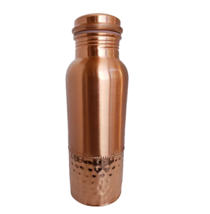 Hammered & Plain Copper <b>Water</b> Bottle Durable Customizable Design Adults Health Beneficial Sports Gym School Drinkware Bottle - Product Image 1