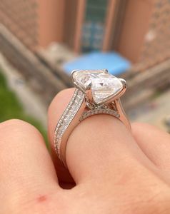 Bague de fiançailles et de mariage en or jaune 14 carats avec diamant de laboratoire taille émeraude 5,87 carats, certifié IGI, luxe, pour soirée - Product Image 3