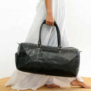 Top qualité Crocodile motif Vintage pleine fleur en cuir de vachette sac polochon en cuir véritable grande capacité voyage bagages sacs - Product Image 3