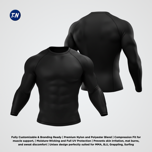 Unisex Adult Ergonomic Anti-Microbial Anti-UV Compression Rashguard Gym Polyester/Spandex 220g <b>Heat</b>-Transfer Printed on <b>Back</b> - Product Image 4