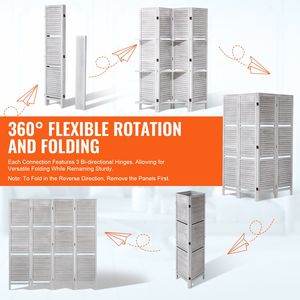 4-Panel 66.9-Inch Tall Portable Wood Room Divider Indoor Louvered Partition Art Folding Privacy <b>Screen</b> for Decorative Privacy - Product Image 3