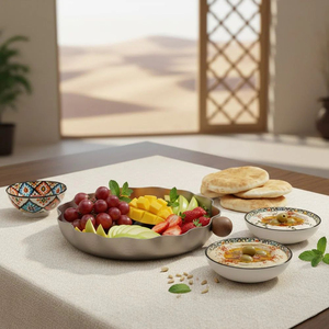 Plateau de service au design moderne, bord irrégulier, en bambou écologique, beige élégant, vaisselle de cuisine, assiette à collation, décoration intérieure - Product Image 3