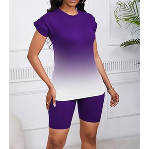 Women Summer Casual Oversized T Shirt and Biker Shorts 2 Piece <b>Set</b> Solid Color Lounge Wear Outfit Wholesale - Product Image 2