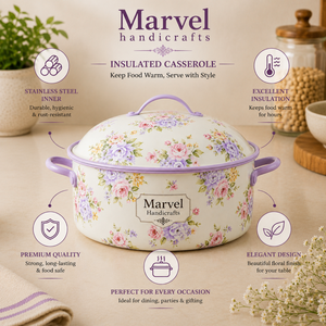 Casserole isotherme en acier inoxydable Marvel Handicrafts Pastel Floral avec récipient intérieur en acier inoxydable pour garder les aliments au chaud et servir - Product Image 5