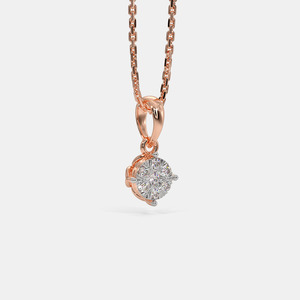 Collar con Colgante de Diamante Cultivado en Laboratorio, Corte Brillante Redondo, Oro Rosa - Product Image 3