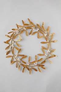 Décoration murale artisanale en fer, couronne murale design, décoration murale élégante, art mural moderne doré, décoration murale en métal en forme de branche - Product Image 5