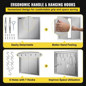 Porta d'accesso a doppia anta in acciaio inox spazzolato 24W x 24H per cucina esterna, isola barbecue e grill - Porta di stoccaggio per barbecue da 24 pollici - Product Image 4
