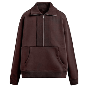 Oversized Half Zip Knitted Cotton Sweatshirt <b>Men</b> Solid Color Casual Autumn Regular Sleeve Stand Collar Fleece Breathable - Product Image 1