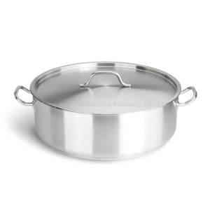American Style Stainless Steel Kitchenware Low Casserole w/Lid 21ct Low Casserole <b>Soup</b> & Stock <b>Pots</b> With <b>Pot</b> Cover - Product Image 4