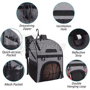 Comfortable Ergonomic Design Padded Basketball <b>Backpack</b> With Side Pockets For High Performance Athletes - Product Image 2
