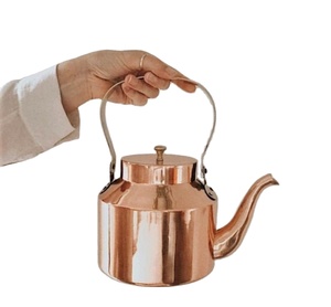 Copper Water Boiler <b>Kettle</b> Matte Finish with Curved Handle Handmade for Stove Top <b>Tea</b> Preparation Kitchen and Gift Use - Product Image 4