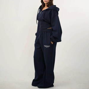 Sudadera corta con cremallera de alta calidad para mujer, de algodón tejido, transpirable, de secado rápido, estilo urbano. - Product Image 5