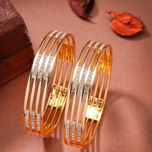 Heritage Elephant Carving Meenakari Gold Plated Alloy Craft <b>Bangles</b> Set Luxury Traditional Wedding Festival Party Bracelet - Product Image 5