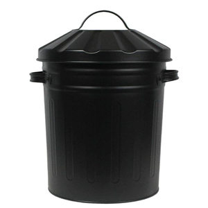 Poubelle en métal noir au design unique, bac à déchets pour tous les types de déchets d'intérieur, panier de rangement, boîte à déchets de haute qualité - Product Image 1
