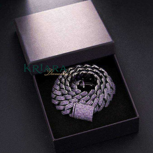 S925 Luxury Men's Gold Plated Moissanite Link <b>Chain</b> Necklace Round Brilliant Cut Micro Pave Everyday Wear - Product Image 3