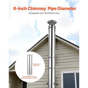 Tuyau de cheminée en acier inoxydable à double paroi isolé 6 x 36 pouces 316 intérieur 304 extérieur Installation facile Isolation épaisse en coton - Product Image 2