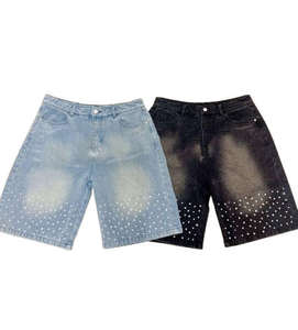 DISCOVER-IMPEX 2026 Pantalones Cortos de Mezclilla Marrón Lavado para Hombre con Detalle Lateral con Tachuelas, Pantalones Cortos de Jean Casuales Desgastados para Verano - Product Image 3