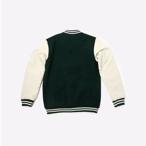 Veste universitaire en cuir de qualité supérieure, broderie noire, pour couple, style baseball, bleu clair, pour femme - Product Image 2