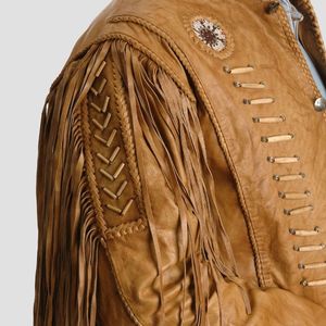 Wholesale Genuine Brown Fringe <b>Jacket</b> for Men Comfortable Western Style <b>Suede</b> Leather Outerwear Low MOQ - Product Image 5