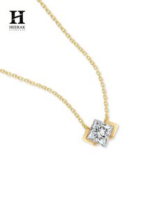Pendentif en diamant taille princesse de luxe, collier géométrique en or 14K/18K, bijoux fins par Heerak Diamonds - Product Image 4