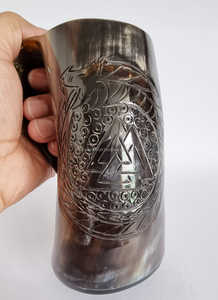 Corne à boire en agate naturelle sculptée à la main corne à boire Viking sculpture corne à boire de buffle pour bière - Product Image 3