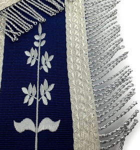 Past Master Blue Lodge <b>Apron</b> - <b>White</b> & Royal Blue with Silver Embroidery - Product Image 6