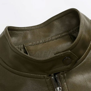 Custom <b>Men</b> Leather Winter <b>Jacket</b> Premium Zip-Up Stand Collar <b>Soft</b> Comfortable Lining Durable Casual Riding Travel Everyday Wear - Product Image 3