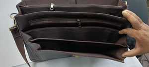 Genuine Leather Briefcase Brown Business <b>Laptop</b> <b>Bag</b> with Shoulder Strap Durable Office Messenger - Product Image 5