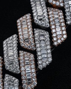Collar de Lujo Unisex con Diamantes de Moissanita Chapado en Rodio, Corte Baguette, Cadena Cubana con Engaste de Canal, para Boda - Product Image 5