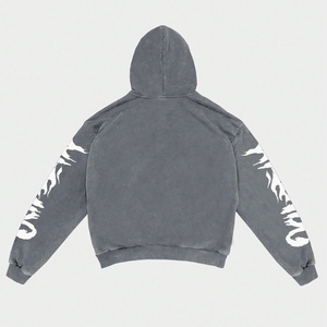 Sweat à capuche homme de haute qualité, effet délavé, motif 3D vieilli, impression en relief et broderie personnalisée - Product Image 2