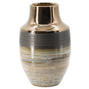 Jarrón de Bronce Hecho a Mano Contemporáneo con Diseño de Esmalte Rayado para Decoración del Hogar - Product Image 1
